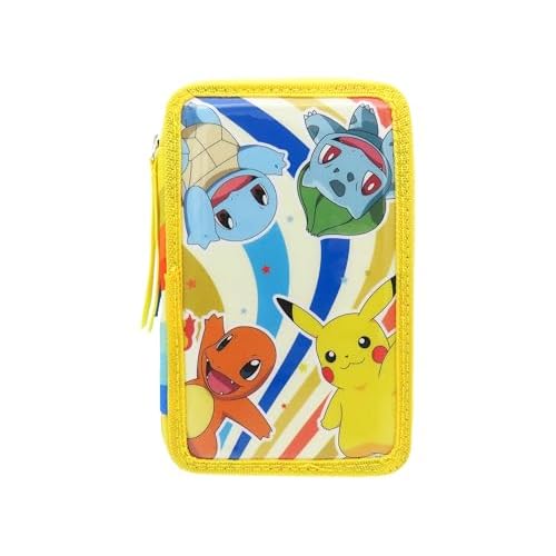 CYPBRANDS Pokémon, Estuche, Plumier de 3 Pisos, Material Escolar, Multicolor, Producto Oficial
