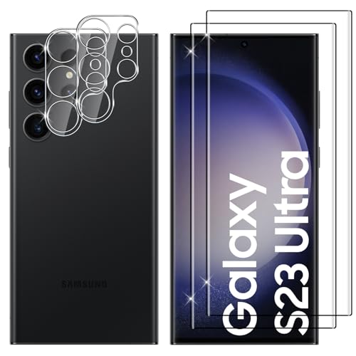 Lutree para Samsung Galaxy S23 Ultra 5G Cristal Templado, 2+2 Piezas 3D Protector de Pantalla + Protector de Lente de Cámara, Dureza 9H HD Vidrio Templado Película Protectora