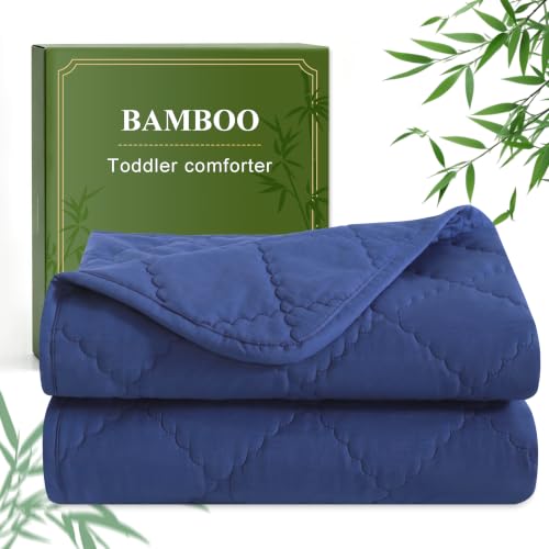 Bedsum BEDSUM Cooling Toddler Comforter, Rayon Made from Bamboo, Navy Blue