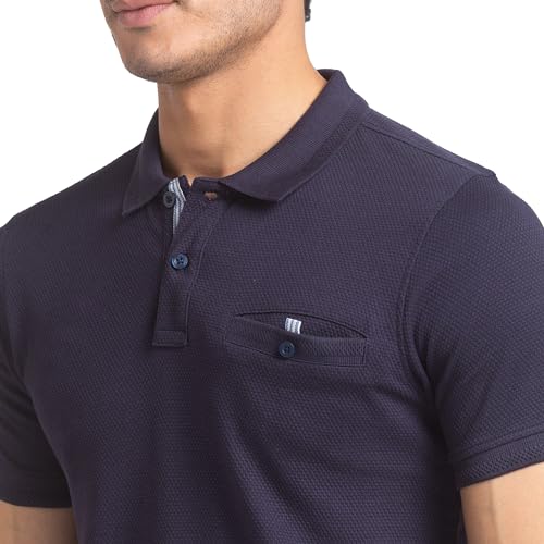 Image of Parx Regular Fit Dark Blue T-Shirt for Men