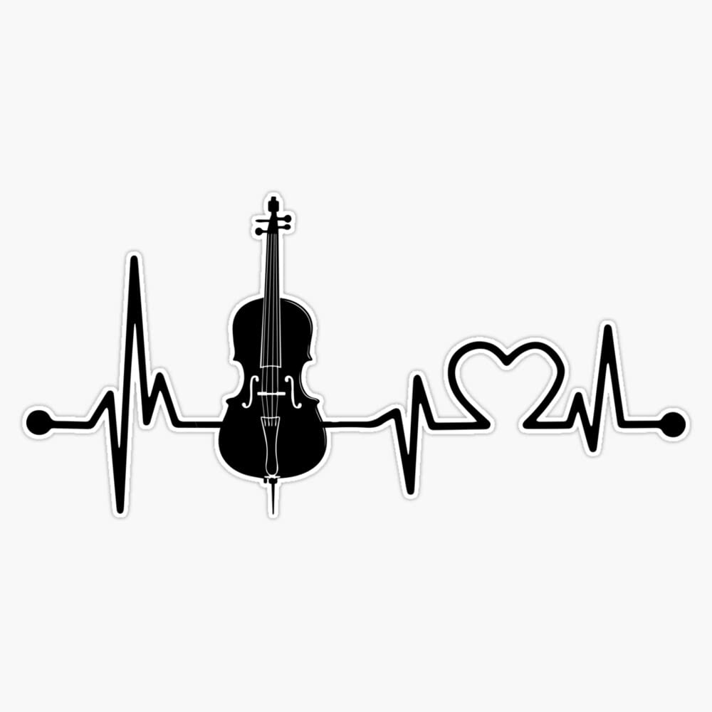 CELLO HEARTBEAT Sticker Bumper Sticker Vinyl Decal 5"