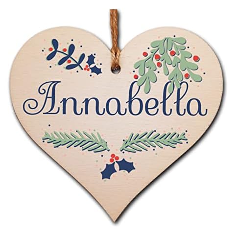 Personalised Handmade Christmas Hanging Wooden Heart Plaque Decoration Gift for someone special hang on the Xmas tree gift tag festive bauble Cover