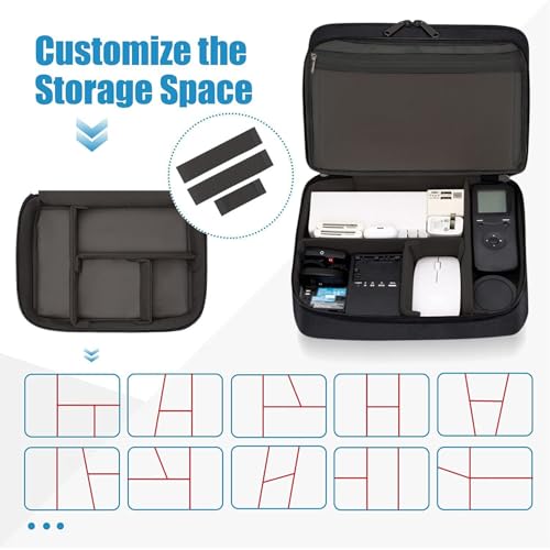 Image of Aliens 2.0V Double Layer Gadget Travel Tech Organizer Case Bag Pouch /Electronic /Toiletry Organiser /Cosmetic Kit for Ipad,Charger,Hard Disk,Cables,PC&Laptop Accessories,Black(AL-GDO-03-BLK)