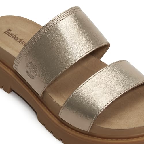 Timberland Women's Clairemont Way Slide Sandal, Gold Metallic, 8.5 Medium
