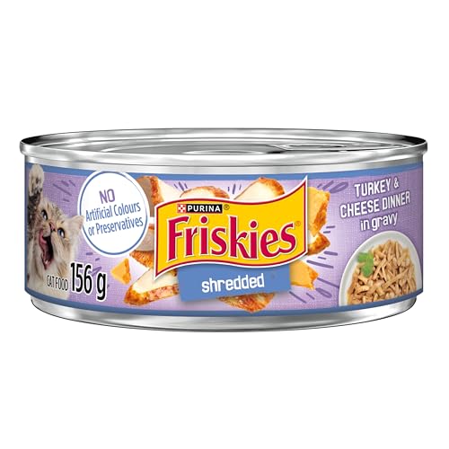 Friskies Shredded Wet Cat Food, Turkey & Cheese Dinner in Gravy - 156 g Can (24 Pack) image 4