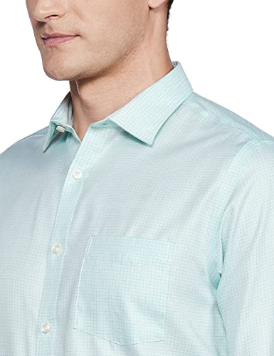Image of Park Avenue Men's Pure Cotton Checks Pattern Regular Fit Semi Cutaway Collar Half Sleeve Formal Shirt