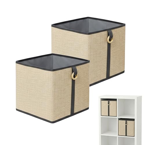Cestas de bambú natural de alta resistencia cajas de tela decorativas estables Relaxdays 2x 2