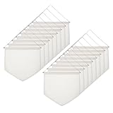 PATIKIL 16 Stück Leinwandbanner, Emaille Pin Wanddisplay Hängende Flaggen, Ohrringe Halskette Pin Sammlungsorganisator mit Holzstangen, Weiß