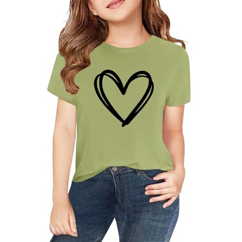 Baby Girls Shirts Heart Print Short Sleeve Summer Tops Toddler Kids Crewneck Basic Graphic Tee Blouse Teens Fashion Clothes