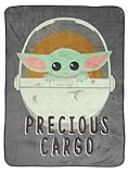 Jay Franco The Mandalorian Kids' Plush 46' x 60' Fleece Throw Blanket - Baby Yoda, Cozy, Fade Resistant for Toddlers to Teens