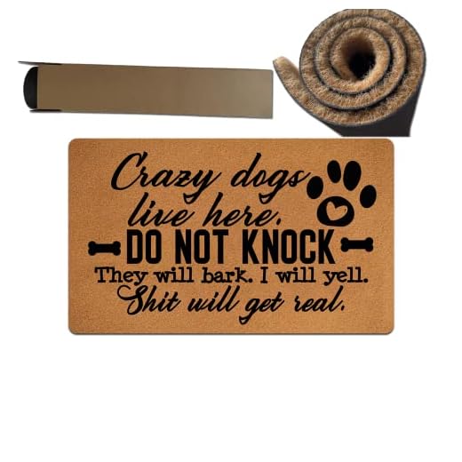Carzy Dogs Live Here Do Not Knock Doormat Faux Coir Fiber Doormat Coir Doormat Front Door Mats for Entryway Mat Non Slip Resist Dirt Entry Rugs for Entrance Anti-Slip PVC Backing 17.5" x 29.5"