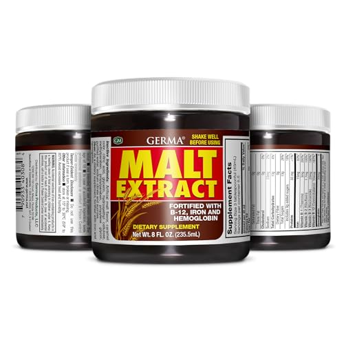 Germa Malt Extract Liquid Supplement - Pure Concentrated Barley Malt - 8 fl oz (236ml)