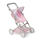 JC Toys - Berenguer Boutique | Fashionable Stroller with Canopy and Storage | Simple Folding |Pink Floral Collection | for Dolls up to 18