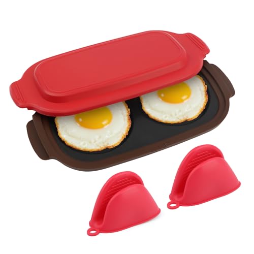 Cramelith - Microwave Egg Cooker & Poacher, Quick-Heat Microwave Egg Maker with 2pcs Heat-Resistant Hand Grips, 2-Egg Breakfast Maker, Dishwasher-Safe, Portable for Home/Travel/Gifts