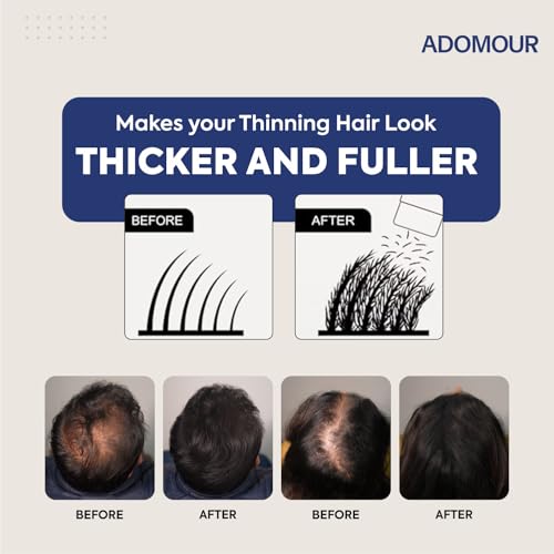 Image of ADOMOUR Hair Building Fiber Refill Pack 25g (Dark Brown) | Keratin Hair Fibers Refill Bag for Men & Women | Hair Styling Accessory for Thin Hair Appearance | Natural Look