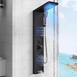 LLFFSSDG Columna Ducha Columna de Hidromasaje con Grifo Acero Inoxidable Panel Duchas Set Ducha Sistema Duchas de Baño Negro