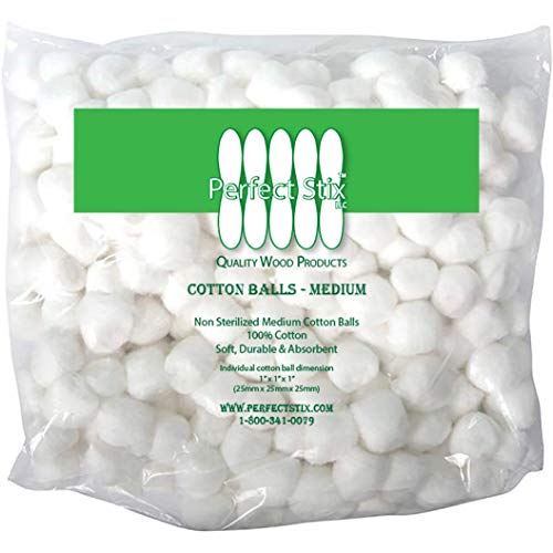 Perfect Stix Cotton Balls M Cotton Balls, Pack of 500ct, Plain