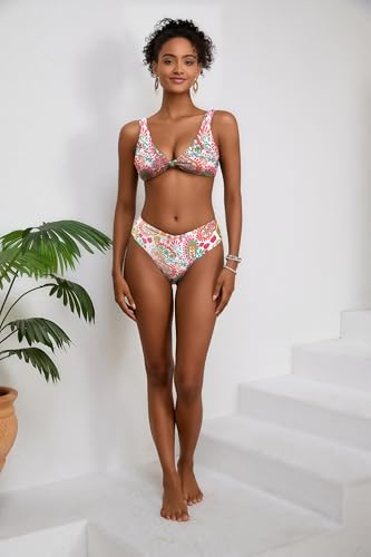 Image of geluboao Bikini Sets for Women Cheeky High Waisted Kont Front Adjustable Two Piece Swimsuit