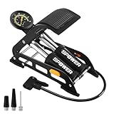 SPOWER 自転車 空気入れ 仏式/英式/米式バルブ対応 ダブルシリンダー 高圧フットポンプ 携帯用ポンプ 折りたたみ 高剛性 高精度メーター 耐久性 頑丈性 省力 アダプター付属 自転車/バイク/ボール/浮き輪/レジャー対応