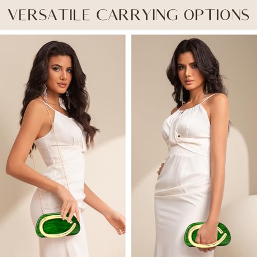Image of Women Acrylic Clutch Purse Metal Handle Evening Bag Trendy Box Shoulder Crossbody Bag Handbag for Wedding Party Causal