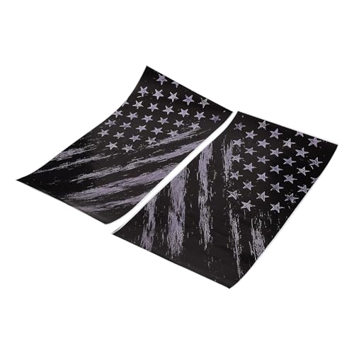 Image of Blueshyhall 2PCS Car B-Pillar Vinyl Decals, Black Star Spangled Banner Personalized Vehicle Door Pillar Sticker, HD Printed PET Waterproof Sun Protection Scratch Cover