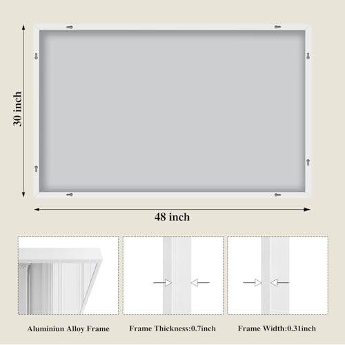Image of Koonmi White Rectangle Wall Mirror, 30x48 Inch Bathroom Mirror, Aluminum Frame Vanity Mirror for Entryway, Living Room, Bedroom Bathroom, Hangs Horizontally or Vertically