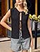 Yousify Vest Tops for Women Summer Sleeveless Black Crochet Knit Tie Front Sweater Vest Y2K Tops