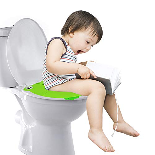 Kinder Toilettensitz, Faltbarer Toilettentrainer für Unterwegs, Tragbar Reise WC Sitz Kleinkind Töpfchentrainer mit Aufbewahrungstüte und WC Sitzbezüge (Grün) - Image 7