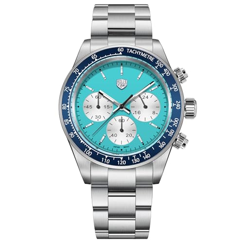 TYBERLEY Rollstimi RT7931 Men's Quartz Watches Three Eye Multifunctional Chronograph Stainless Steel 100M Waterproof Luminous Casual Men's Sport Wristwatch, Blue, Classic -  RT7931-TYBY