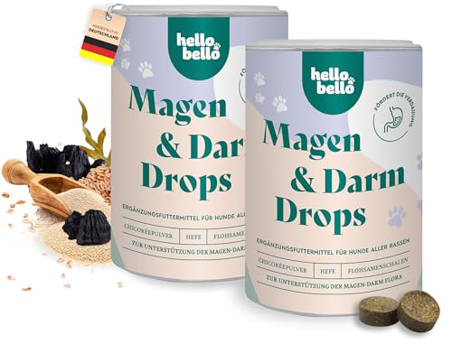HELLOBELLO Kaltgepresste Magen-Darm Drops für Hunde gegen Sodbrennen 2x350 g Soft mit Bierhefe, 37% Lamm & Meeresalge - Gras und Kotfresser Drops Hund, Sodbrennen Hund