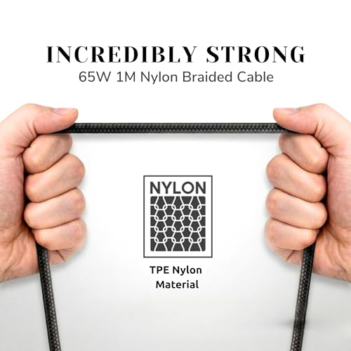 Image of PHILIPS DLC4150CB /94 65W Type-C to Type-C Fast Charging Cable (1.5m, Dark Slate) | Nylon Braided | Compatible with iPhone 15+ Series, USB-C iPad Models, Samsung Galaxy & All Type C Devices