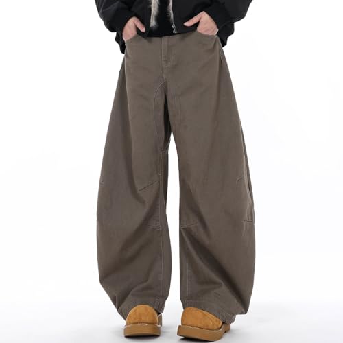 Barrel Jeans Men Baggy Wide Leg Skater Denim Pants Streetwear Barrel Leg Bottoms Relaxed Fit Loose High Waist with Pockets3
