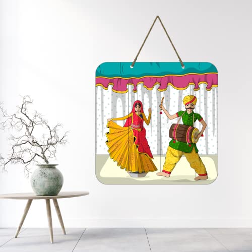 Webelkart®️ Premium Rajasthani Dance Welcome Wall Hanging Wooden Art Decoration Item for Living Room |Rajasthani Wall hanging | Wall Art for Hall | MDF Wall Sculpture-9.5 IN