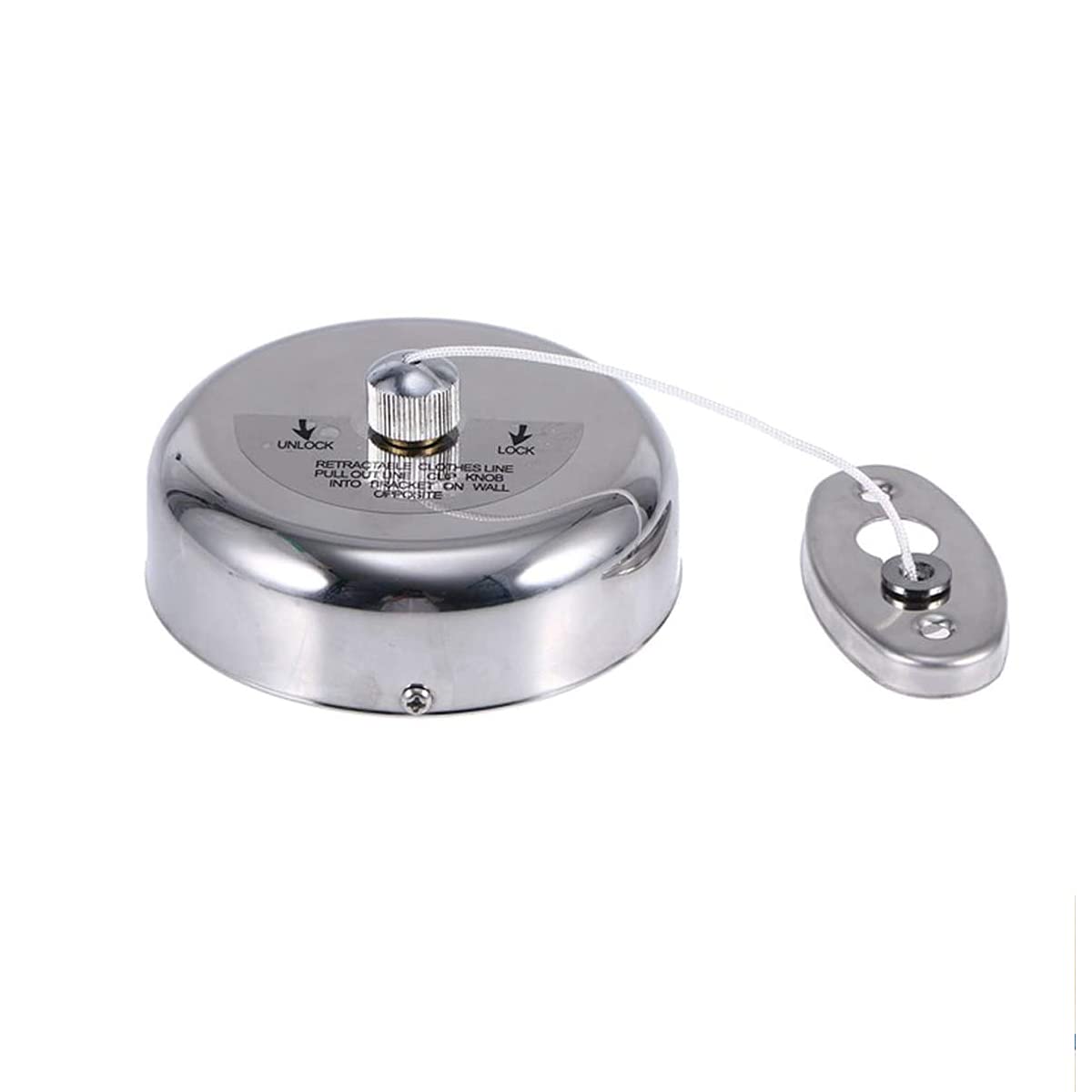 304 Stainless Steel Retractable Single Clothes Line Dryer Laundry Indoor Outdoor with Adjustable Stainless Steel Rope String Hotel Style Heavy Duty,9.2 Feets,Polished Chrome Finish, Round Style