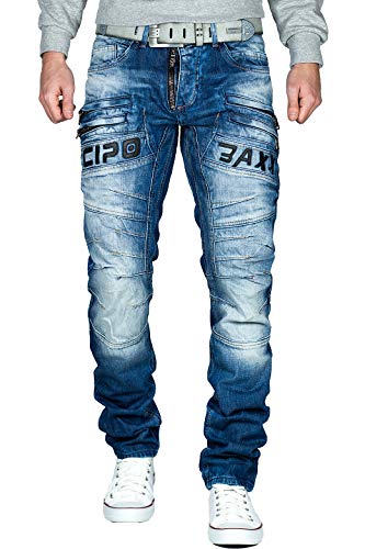 Cipo & Baxx Jeans pour Hommes CD491-bans Bleu W38/L32