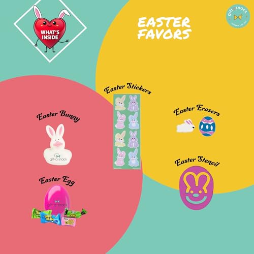 Image of Gift A Snack - Easter Candy Filled Egg & Bunny - Snack Box Variety Pack Care Package + Greeting Card (40 Count) Sweet Treats Gift Basket, Candies Chips Crackers Bars - Office Food Assortments