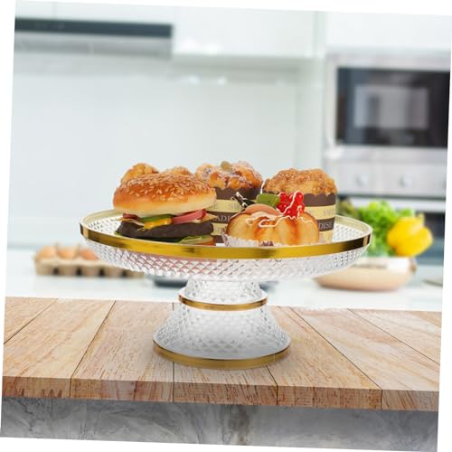 GRADENEVE Elegant Cake Stand Tray Acrylic Serving Platter Dessert Plate Gold Rim Modern Fruit Bowl - Image 7