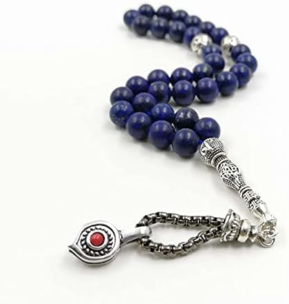 Miniatura 5 de Lapislázuli Tasbih natural con rosario turquesa musulmán gfit Ramadán 33 45 66 99 Paryer perlas musulmanas misbaha hombre pulseras