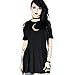 Produktbild Damen Gothic Kleid Punk T-Shirt Mittelalter Kleidung Lolita Kleid Schulterfrei Kurzarm Top Shirt Kleid Vintage Moon Drucken Freizeit Oberteil Rock Streetwear Karneval Kostüm Cosplay Party Minikleid