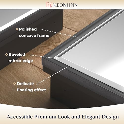 Image of Keonjinn 24 inch x 26 inch Black Medicine Cabinets Mirror, Wall Mount or in Wall