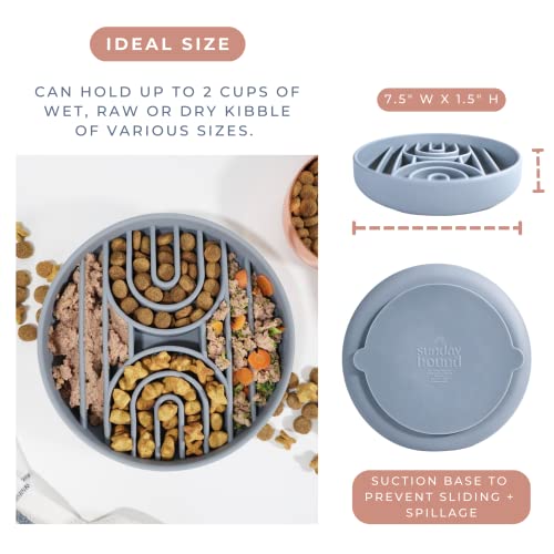 Sunday Hound Slow Feeder Dog Bowl For Small Medium Sized Dog | Silicone Dog Puzzle Bowl & Lick Mat | Non-Slip Slow Feeder For Fast Eaters | Short Snout Slow Feeder Bowl #TOP2