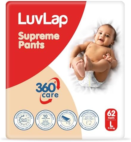 Buy LuvLap Supreme Diaper Pants Large (LG) 9 to 14Kg, 62Pcs, 360 