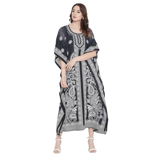 Image of Oussum Women Polyester Casual Long Plus Size Beach Caftan Cover Up Maxi Dress 1X-3X Summer Kaftan Dresses for Women