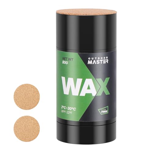 OutdoorMaster Rub-on Ski Snowboard Wax, 80g Universal Portable Cross-Country Wax for Universal Temperature, Easy Operation, Quick Waxing for Outdoors