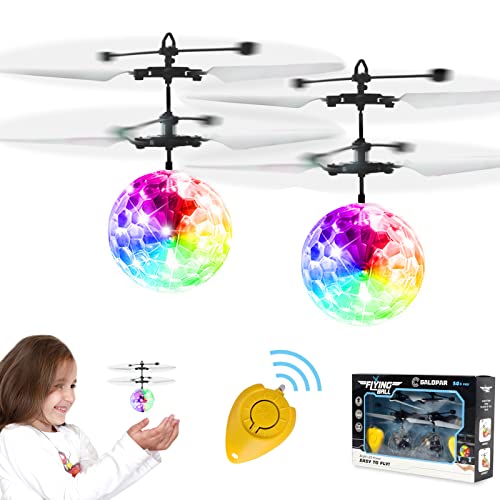 GALOPAR Flying Ball Toys, 2 Packs Flying Toy for Kids with Switch-on/Off Remote Controller, 360Â° Hand Controlled, Flying Drone Toy Gifts for Boys and Girls Gravity Defying Flying Toy