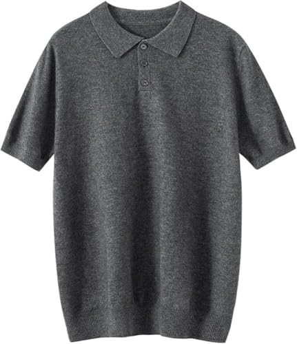 Men's Wool Short Sleeve Polo Pullover Sweater Casual Knitwear Button Front Comfortable Lightweight Versatile All-Season Top4