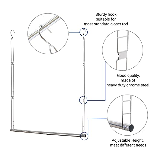Storage Maniac Hanging Closet Rod, Adjustable Width And Height Closet Hanging Organizer, Space-Saving Clothes Hanging Bar, Closet Extender Hanging Rod Double Closet Hanging Rod, 1 Pack Chrome #TOP2