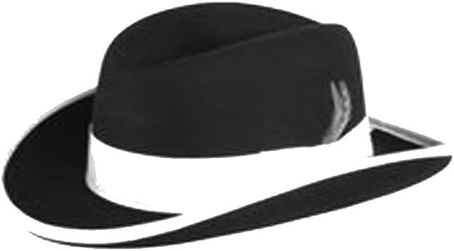 Godfather Homburg Fedora Hat in Black with White Band