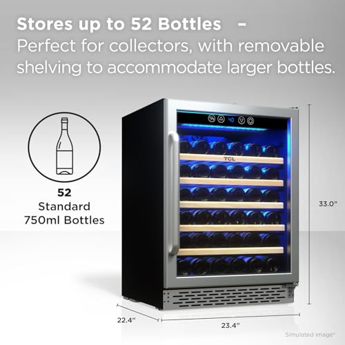 Image of TCL 52-Bottle Wine Cooler Mini Fridge with Glass Doors