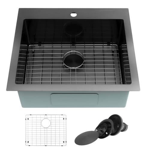 Lonsince 25"x22" Kitchen Sink,Black Top Mount/Drop In Laundry Utility Sink by Lonsince - Used condition - US$100.00